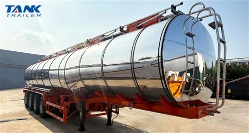 TANK Polished Stainless Steel Fuel Tank Semi Trailer Completed With Premium F...